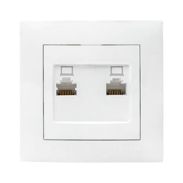 Валенсия розетка компьютерная RJ-45 2-местная белая EKF PROxima EWK02-035-10 Валенсия розетка компьютерная RJ-45 2-местная белая EKF PROxima EWK02-035-10