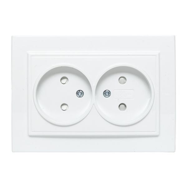 Минск Розетка 2-местная СП без заземления 10А белая с защ, штор, EKF Basic ERR10-102-100 Минск Розетка 2-местная СП без заземления 10А белая с защ, штор, EKF Basic ERR10-102-100