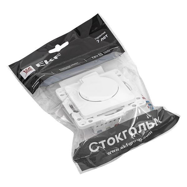 Стокгольм Механизм Розетки 1-местной с/з 16А автоматические клеммы белый с крышкой и защ, штор, IP44 EKF PROxima EYR16-028-10-44 Стокгольм Механизм Розетки 1-местной с/з 16А автоматические клеммы белый с крышкой и защ, штор, IP44 EKF PROxima EYR16-028-10-44