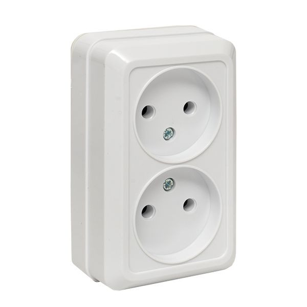 Рим Розетка 2-местная 10А без заземления белая EKF ENR10-102-10 Рим Розетка 2-местная 10А без заземления белая EKF ENR10-102-10