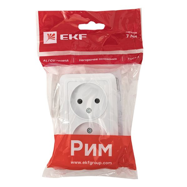 Рим Розетка 2-местная 10А без заземления белая EKF ENR10-102-10 Рим Розетка 2-местная 10А без заземления белая EKF ENR10-102-10