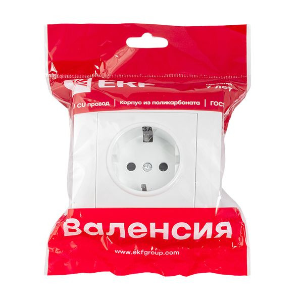 Валенсия розетка 1-местная с/з 16А белая с защ, штор, EKF PROxima EWR16-028-10 Валенсия розетка 1-местная с/з 16А белая с защ, штор, EKF PROxima EWR16-028-10