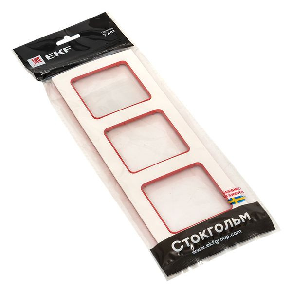 Стокгольм Рамка 3-местная белая с линией цвета красный EKF PROxima EAM-G-304-10 Стокгольм Рамка 3-местная белая с линией цвета красный EKF PROxima EAM-G-304-10