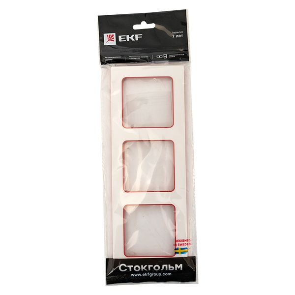 Стокгольм Рамка 3-местная белая с линией цвета красный EKF PROxima EAM-G-304-10 Стокгольм Рамка 3-местная белая с линией цвета красный EKF PROxima EAM-G-304-10