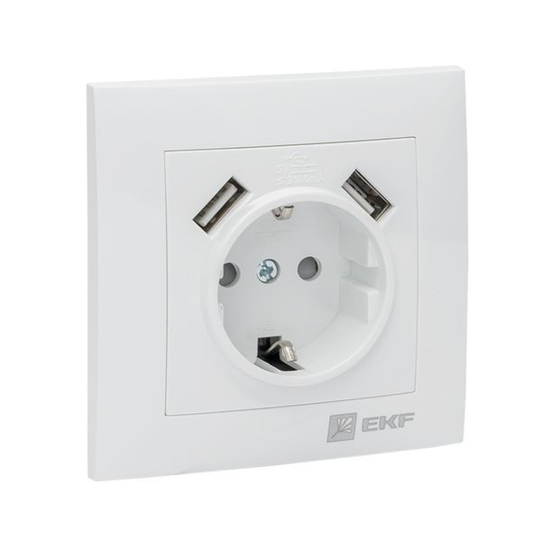 Валенсия розетка 1-местная с/з 16А белая с защ, штор, с 2 USB 2,1А EKF PROxima EWR16-028-10-2USB Валенсия розетка 1-местная с/з 16А белая с защ, штор, с 2 USB 2,1А EKF PROxima EWR16-028-10-2USB