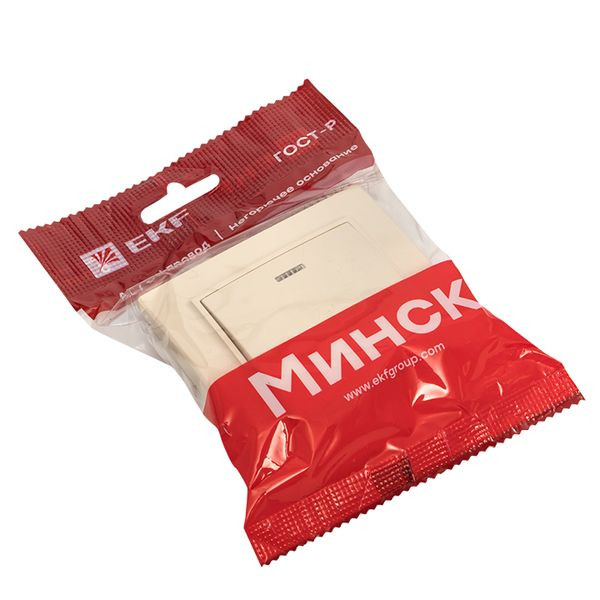Выключатель 1-кл, СП, Минск, с индикатором 10А, бежевый EKF ERV10-121-20 Выключатель 1-кл, СП, Минск, с индикатором 10А, бежевый EKF ERV10-121-20