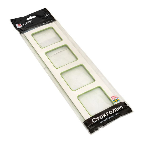 Стокгольм Рамка 4-местная белая с линией цвета зеленый EKF PROxima EAM-G-303-10 Стокгольм Рамка 4-местная белая с линией цвета зеленый EKF PROxima EAM-G-303-10