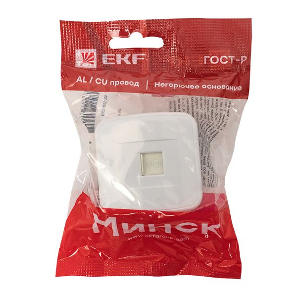 Минск Розетка RJ-45 1-местная, ОП 1А, 120В, белая EKF Basic EGK01-035-10 Минск Розетка RJ-45 1-местная, ОП 1А, 120В, белая EKF Basic EGK01-035-10