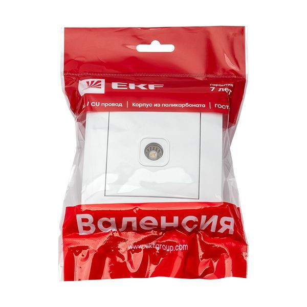 Валенсия розетка телевизионная 1-местная проходная 14дБ-240МГц белая EKF PROxima EWA00-127-10 Валенсия розетка телевизионная 1-местная проходная 14дБ-240МГц белая EKF PROxima EWA00-127-10