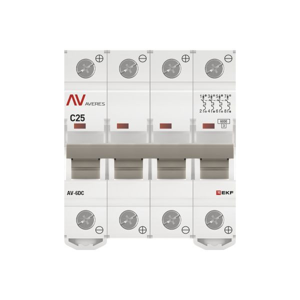 Выключатель автоматический AV-6 DC 4P 25A (C) 6kA EKF AVERES mcb6-DC-4-25C-av Выключатель автоматический AV-6 DC 4P 25A (C) 6kA EKF AVERES mcb6-DC-4-25C-av