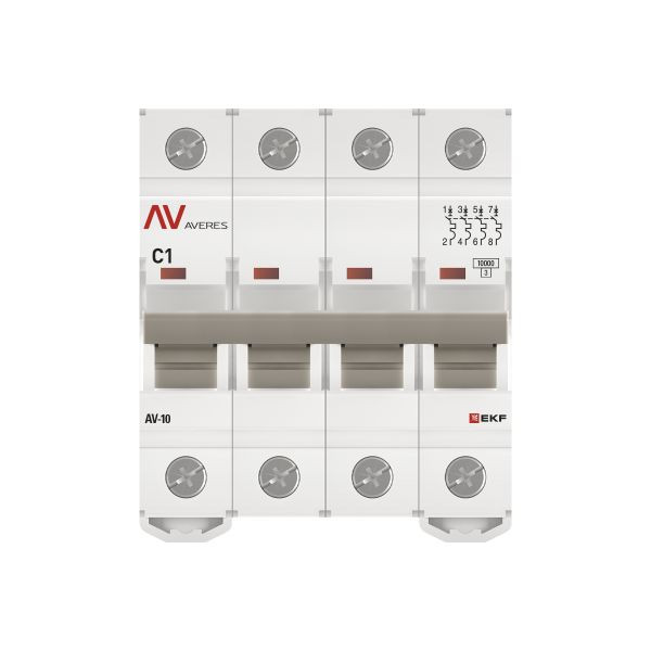 Выключатель автоматический AV-10 4P 1A (C) 10kA EKF AVERES mcb10-4-01C-av Выключатель автоматический AV-10 4P 1A (C) 10kA EKF AVERES mcb10-4-01C-av