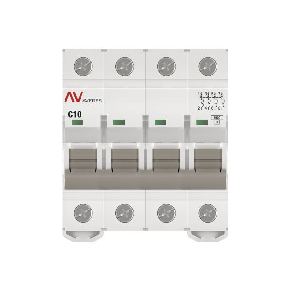 Выключатель автоматический AV-6 4P 10A (C) 6kA EKF AVERES mcb6-4-10C-av Выключатель автоматический AV-6 4P 10A (C) 6kA EKF AVERES mcb6-4-10C-av