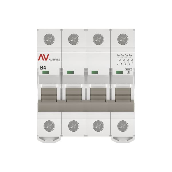 Выключатель автоматический AV-6 4P 4A (B) 6kA EKF AVERES mcb6-4-04B-av Выключатель автоматический AV-6 4P 4A (B) 6kA EKF AVERES mcb6-4-04B-av