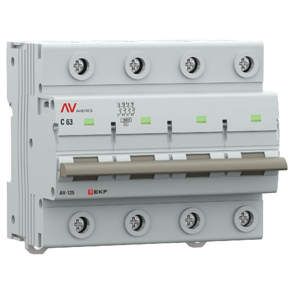 Выключатель автоматический AV-125 4P 63A (C) 10kA EKF AVERES mcb125-4-63C-av Выключатель автоматический AV-125 4P 63A (C) 10kA EKF AVERES mcb125-4-63C-av