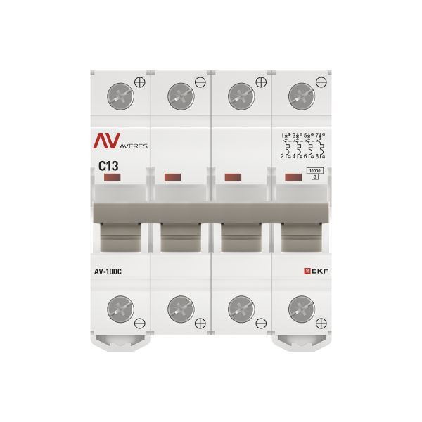 Выключатель автоматический AV-10 DC 4P 13A (C) 10kA EKF AVERES mcb10-DC-4-13C-av Выключатель автоматический AV-10 DC 4P 13A (C) 10kA EKF AVERES mcb10-DC-4-13C-av