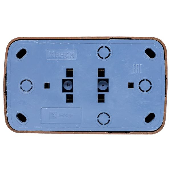 Розетка 2-местная ОП Минск 16А с заземлением тёмное дерево EKF EGR16-128-40 Розетка 2-местная ОП Минск 16А с заземлением тёмное дерево EKF EGR16-128-40