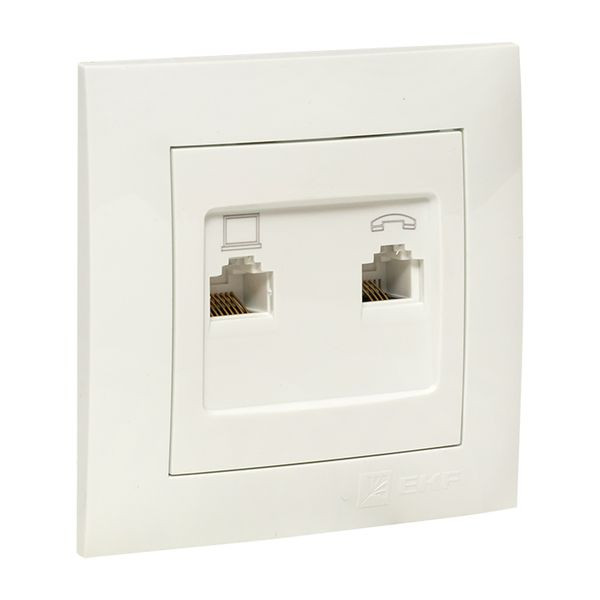 Валенсия розетка RJ-45+RJ11 2-местная белая EKF PROxima EWK02-035-30 Валенсия розетка RJ-45+RJ11 2-местная белая EKF PROxima EWK02-035-30