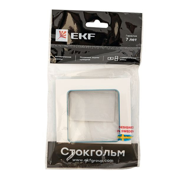 Стокгольм Рамка 1-местная белая с линией цвета синий EKF PROxima EXM-G-304-30 Стокгольм Рамка 1-местная белая с линией цвета синий EKF PROxima EXM-G-304-30