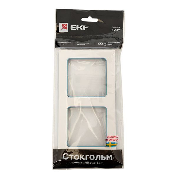 Стокгольм Рамка 2-местная белая с линией цвета синий EKF PROxima EXM-G-305-30 Стокгольм Рамка 2-местная белая с линией цвета синий EKF PROxima EXM-G-305-30