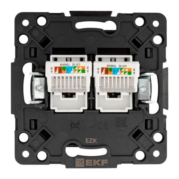 Стокгольм Механизм Розетки RJ-45 2-местной черный EKF EZK02-035-10 Стокгольм Механизм Розетки RJ-45 2-местной черный EKF EZK02-035-10