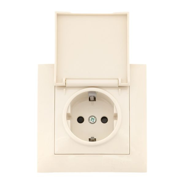Валенсия розетка 1-местная с/з 16А кремовая с крышкой и защ, штор, EKF EWV10-124-20 Валенсия розетка 1-местная с/з 16А кремовая с крышкой и защ, штор, EKF EWV10-124-20