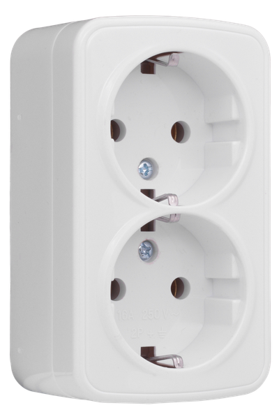 Минск Розетка 2-местная ОП 16А с заземлением белая EKF Basic EGR16-128-10 Минск Розетка 2-местная ОП 16А с заземлением белая EKF Basic EGR16-128-10