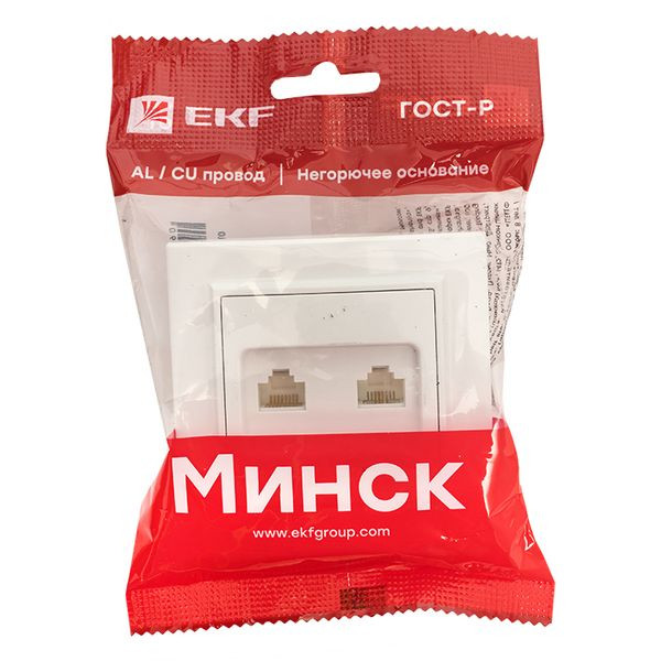 Минск Розетка RJ-45+Phone СП белая EKF Basic ERK00-135-10 Минск Розетка RJ-45+Phone СП белая EKF Basic ERK00-135-10