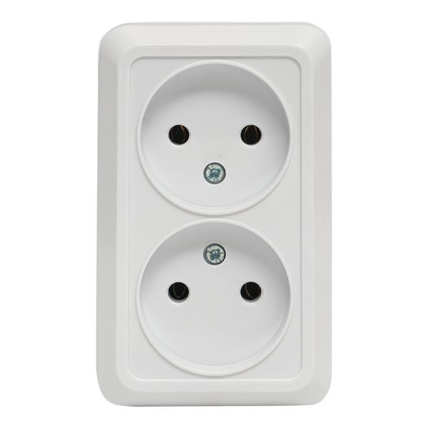 Рим Розетка 2-местная 10А без заземления белая EKF ENR10-102-10 Рим Розетка 2-местная 10А без заземления белая EKF ENR10-102-10