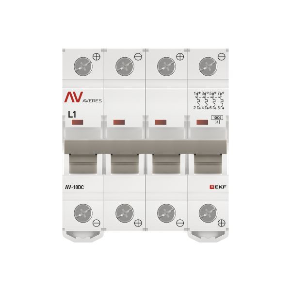 Выключатель автоматический AV-10 DC 4P 1A (L) 10kA EKF AVERES mcb10-DC-4-01L-av Выключатель автоматический AV-10 DC 4P 1A (L) 10kA EKF AVERES mcb10-DC-4-01L-av