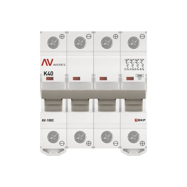 Выключатель автоматический AV-10 DC 4P 40A (K) 10kA EKF AVERES mcb10-DC-4-40K-av Выключатель автоматический AV-10 DC 4P 40A (K) 10kA EKF AVERES mcb10-DC-4-40K-av