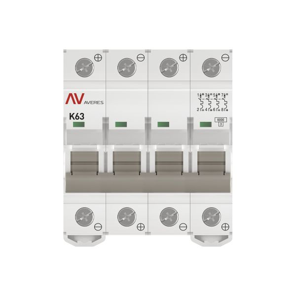 Выключатель автоматический AV-6 DC 4P 63A (K) 6kA EKF AVERES mcb6-DC-4-63K-av Выключатель автоматический AV-6 DC 4P 63A (K) 6kA EKF AVERES mcb6-DC-4-63K-av