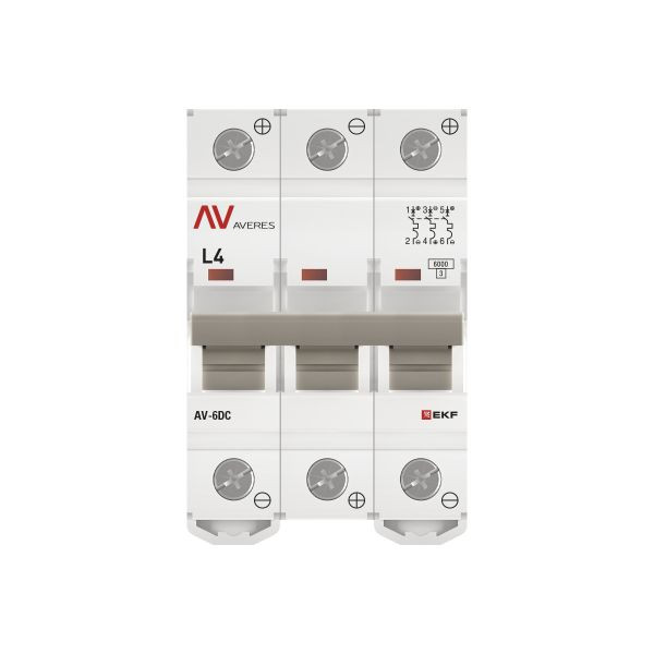 Выключатель автоматический AV-6 DC 3P 4A (L) 6kA EKF AVERES mcb6-DC-3-04L-av Выключатель автоматический AV-6 DC 3P 4A (L) 6kA EKF AVERES mcb6-DC-3-04L-av
