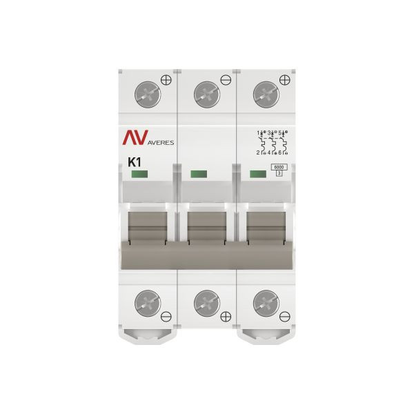 Выключатель автоматический AV-6 DC 3P 1A (K) 6kA EKF AVERES mcb6-DC-3-01K-av Выключатель автоматический AV-6 DC 3P 1A (K) 6kA EKF AVERES mcb6-DC-3-01K-av