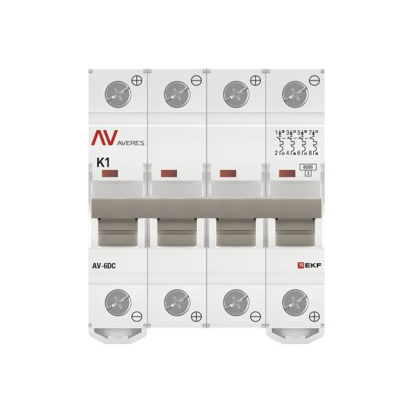 Выключатель автоматический AV-6 DC 4P 1A (K) 6kA EKF AVERES mcb6-DC-4-01K-av Выключатель автоматический AV-6 DC 4P 1A (K) 6kA EKF AVERES mcb6-DC-4-01K-av