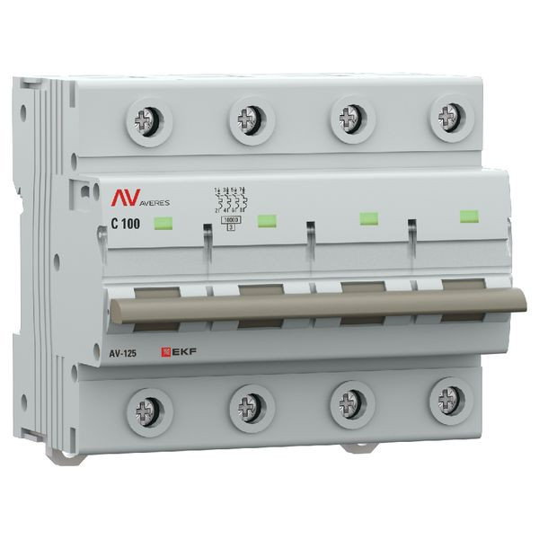 Выключатель автоматический AV-125 4P 100A (D) 10kA EKF AVERES mcb125-4-100D-av Выключатель автоматический AV-125 4P 100A (D) 10kA EKF AVERES mcb125-4-100D-av