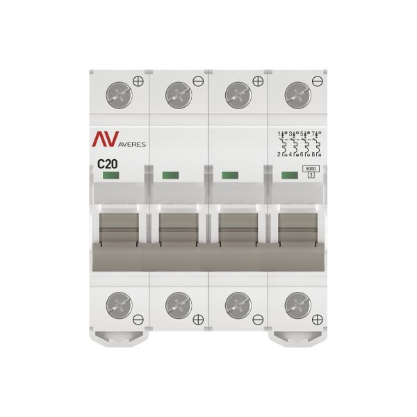 Выключатель автоматический AV-6 DC 4P 20A (C) 6kA EKF AVERES mcb6-DC-4-20C-av Выключатель автоматический AV-6 DC 4P 20A (C) 6kA EKF AVERES mcb6-DC-4-20C-av