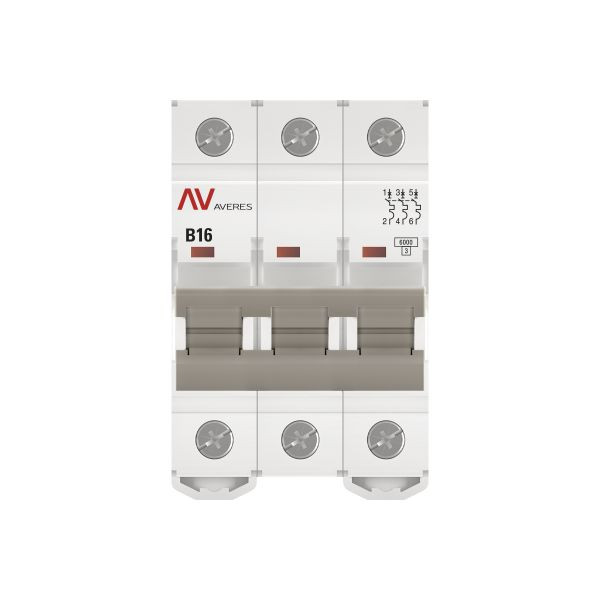 Выключатель автоматический AV-6 3P 16A (B) 6kA EKF AVERES mcb6-3-16B-av Выключатель автоматический AV-6 3P 16A (B) 6kA EKF AVERES mcb6-3-16B-av