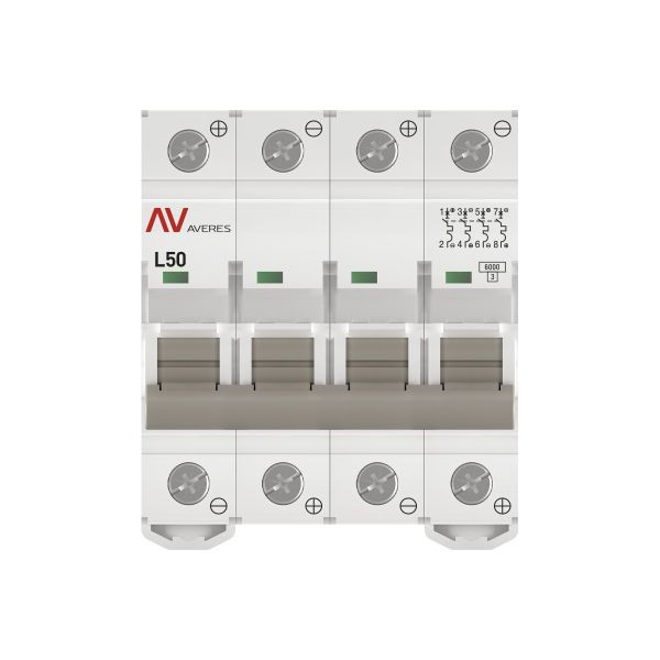 Выключатель автоматический AV-6 DC 4P 50A (L) 6kA EKF AVERES mcb6-DC-4-50L-av Выключатель автоматический AV-6 DC 4P 50A (L) 6kA EKF AVERES mcb6-DC-4-50L-av