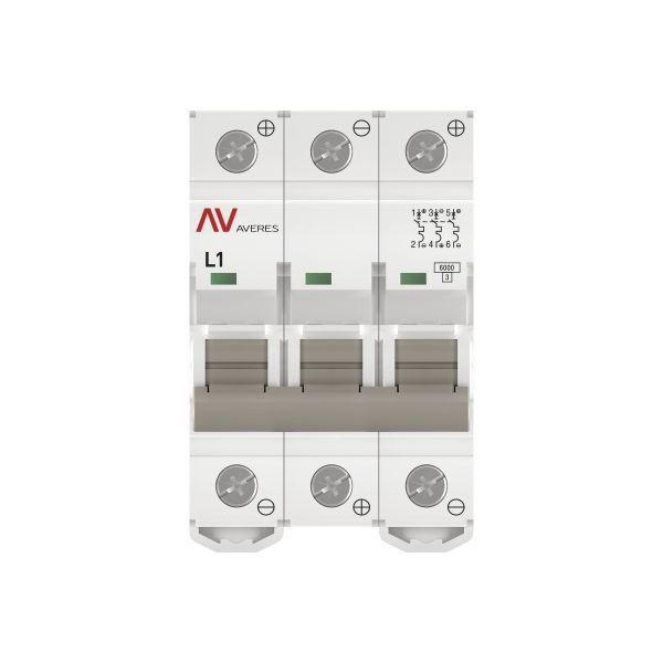 Выключатель автоматический AV-6 DC 3P 1A (L) 6kA EKF AVERES mcb6-DC-3-01L-av Выключатель автоматический AV-6 DC 3P 1A (L) 6kA EKF AVERES mcb6-DC-3-01L-av