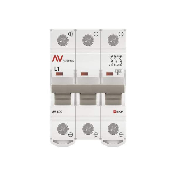 Выключатель автоматический AV-6 DC 3P 1A (L) 6kA EKF AVERES mcb6-DC-3-01L-av Выключатель автоматический AV-6 DC 3P 1A (L) 6kA EKF AVERES mcb6-DC-3-01L-av