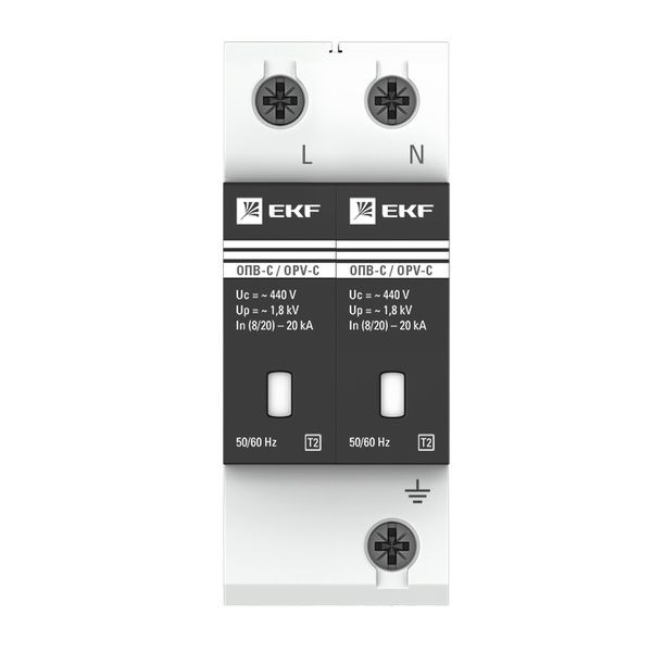 Ограничитель импульсных напряжений ОПВ-C/2P In 20кА 440В с сигн, EKF opv-c2 Ограничитель импульсных напряжений ОПВ-C/2P In 20кА 440В с сигн, EKF opv-c2