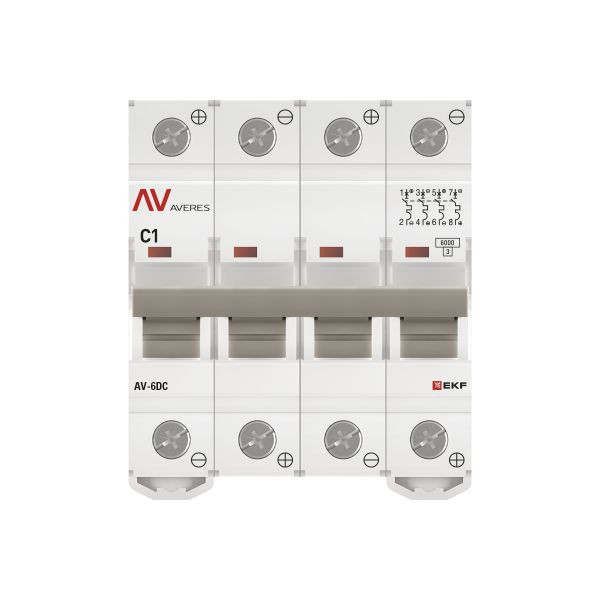 Выключатель автоматический AV-6 DC 4P 1A (C) 6kA EKF AVERES mcb6-DC-4-01C-av Выключатель автоматический AV-6 DC 4P 1A (C) 6kA EKF AVERES mcb6-DC-4-01C-av