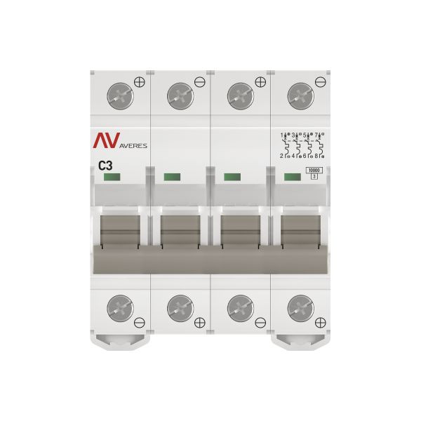 Выключатель автоматический AV-10 DC 4P 3A (C) 10kA EKF AVERES mcb10-DC-4-03C-av Выключатель автоматический AV-10 DC 4P 3A (C) 10kA EKF AVERES mcb10-DC-4-03C-av