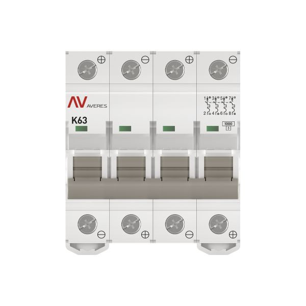 Выключатель автоматический AV-10 DC 4P 63A (K) 10kA EKF AVERES mcb10-DC-4-63K-av Выключатель автоматический AV-10 DC 4P 63A (K) 10kA EKF AVERES mcb10-DC-4-63K-av