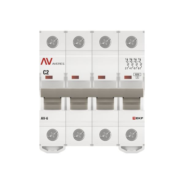 Выключатель автоматический AV-6 4P 2A (C) 6kA EKF AVERES mcb6-4-02C-av Выключатель автоматический AV-6 4P 2A (C) 6kA EKF AVERES mcb6-4-02C-av