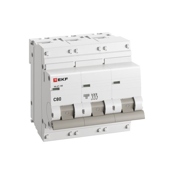 Автоматический выключатель 3P 80А (C) 10kA ВА 47-100 EKF PROxima mcb47100-3-80C-pro Автоматический выключатель 3P 80А (C) 10kA ВА 47-100 EKF PROxima mcb47100-3-80C-pro