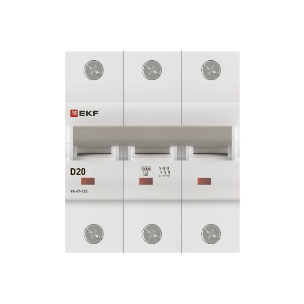 Автоматический выключатель ВА 47-125 3P 20А (D) 15кА PROXIMA EKF mcb47125-3-20D Автоматический выключатель ВА 47-125 3P 20А (D) 15кА PROXIMA EKF mcb47125-3-20D