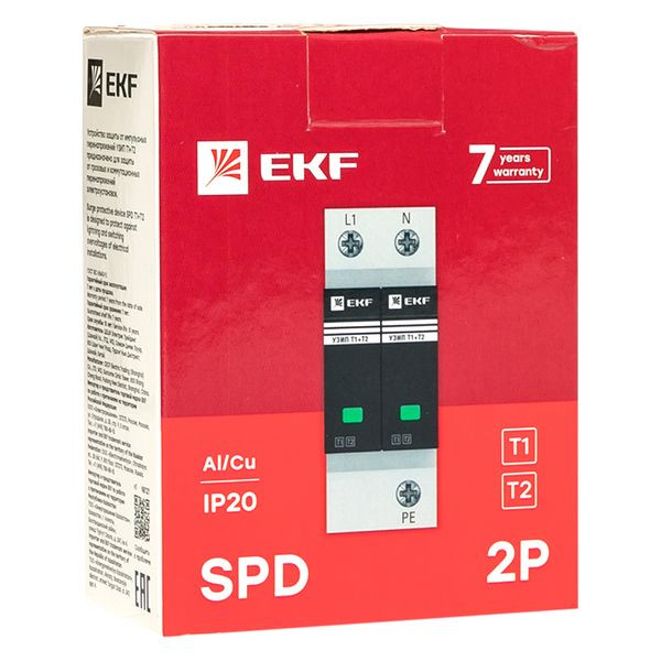 Устройство защиты от импульсных перенапряжений Т1+Т2, Iimp-12,5kA, In-20kA, Uc-275В, 1+1 EKF OV12-11-505 Устройство защиты от импульсных перенапряжений Т1+Т2, Iimp-12,5kA, In-20kA, Uc-275В, 1+1 EKF OV12-11-505