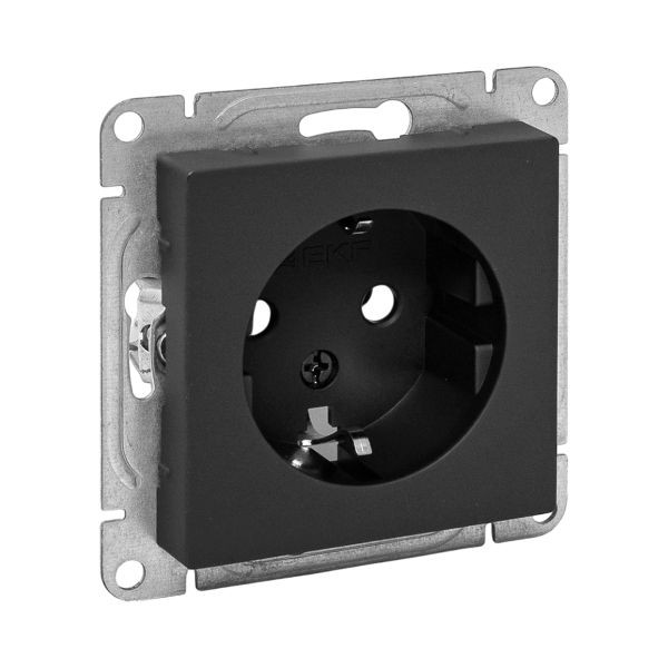Механизм розетки, 16А, с заземлением, без шторок, чёрный Эпика EKF Механизм розетки, 16А, с заземлением, без шторок, чёрный Эпика EKF