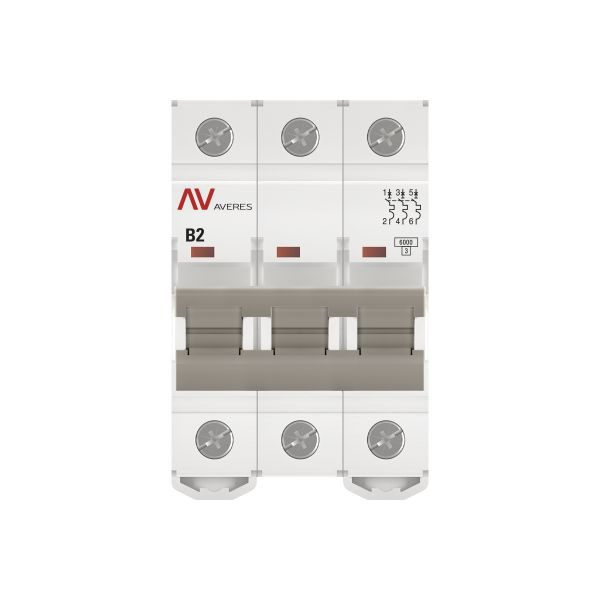 Выключатель автоматический AV-6 3P 2A (B) 6kA EKF AVERES mcb6-3-02B-av Выключатель автоматический AV-6 3P 2A (B) 6kA EKF AVERES mcb6-3-02B-av